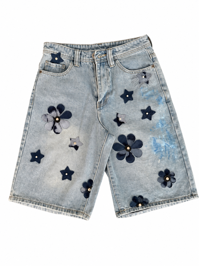 Scared Society Feeling Blue denim shorts